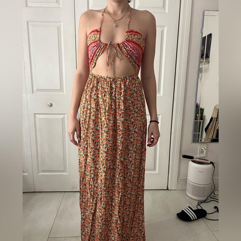 Long multi patterned maxi dress